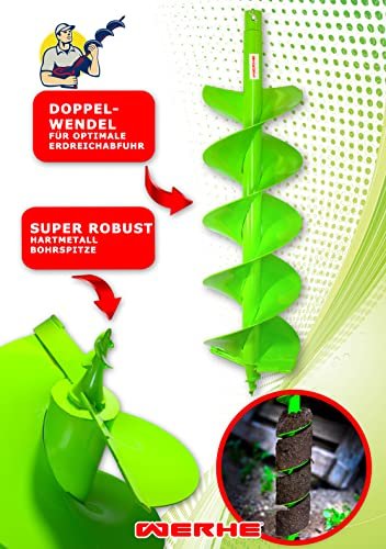 WERHE® Profi Bohrer Starker Stahl, Erdbohrer für bohrmaschine 250 mm Doppel-Welle extrem robust mit SDS Max Adapter - Pfahlbohrer Brunnenbohrer präzise Bohrspitze. - Image 6